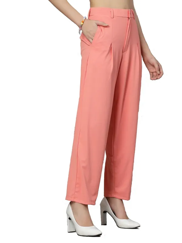 Peach_Relaxed_Fit_Trouser_2_Pockets_Baggy_Pants_For_Women_&_Girls