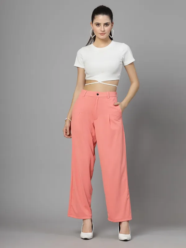 Peach_Relaxed_Fit_Trouser_2_Pockets_Baggy_Pants_For_Women_&_Girls