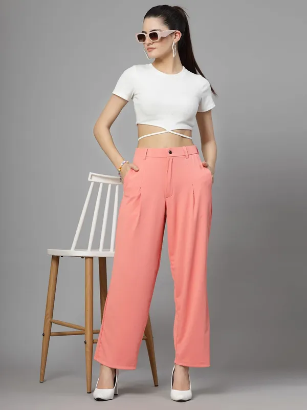 Peach_Relaxed_Fit_Trouser_2_Pockets_Baggy_Pants_For_Women_&_Girls