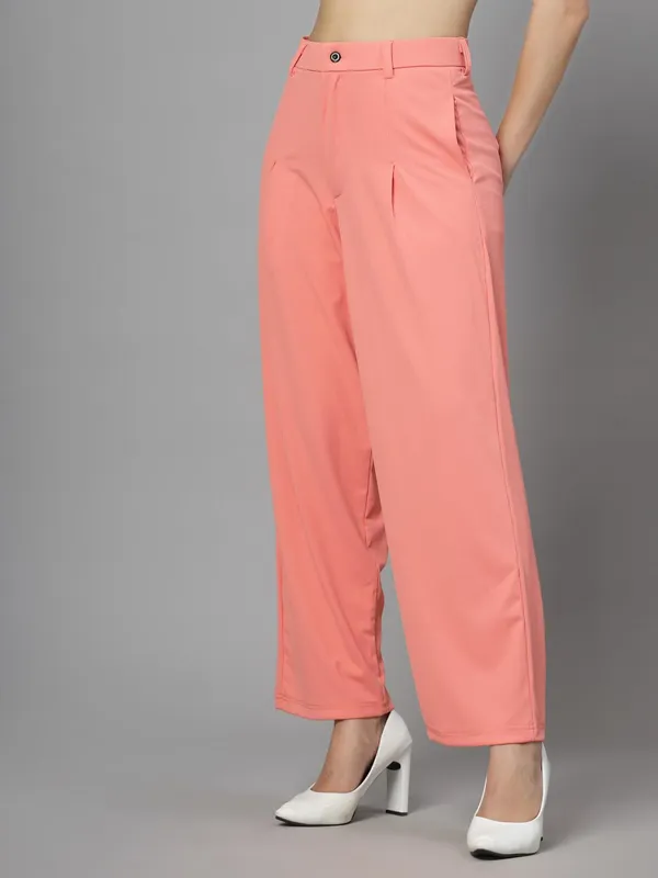 Peach_Relaxed_Fit_Trouser_2_Pockets_Baggy_Pants_For_Women_&_Girls