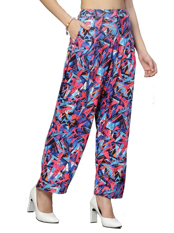 Blue_Relaxed_Fit_Trouser_2_Pockets_Baggy_Pants_For_Women_&_Girls