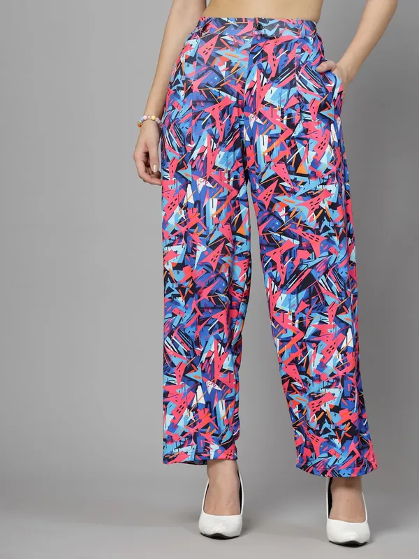 Blue_Relaxed_Fit_Trouser_2_Pockets_Baggy_Pants_For_Women_&_Girls