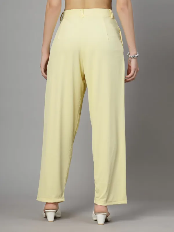 Yellow_Relaxed_Fit_Trouser_2_Pockets_Baggy_Pants_For_Women_&_Girls