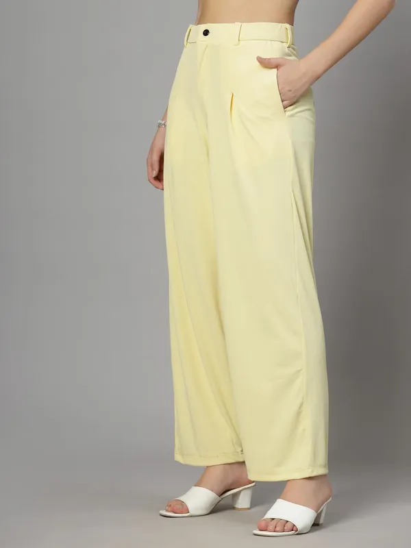 Yellow_Relaxed_Fit_Trouser_2_Pockets_Baggy_Pants_For_Women_&_Girls
