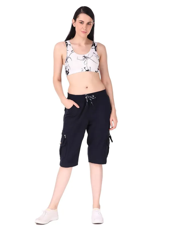 Navy_Cargo_Capri_Shorts_With_9_Zippered_Pockets_For_Women_&_Girls