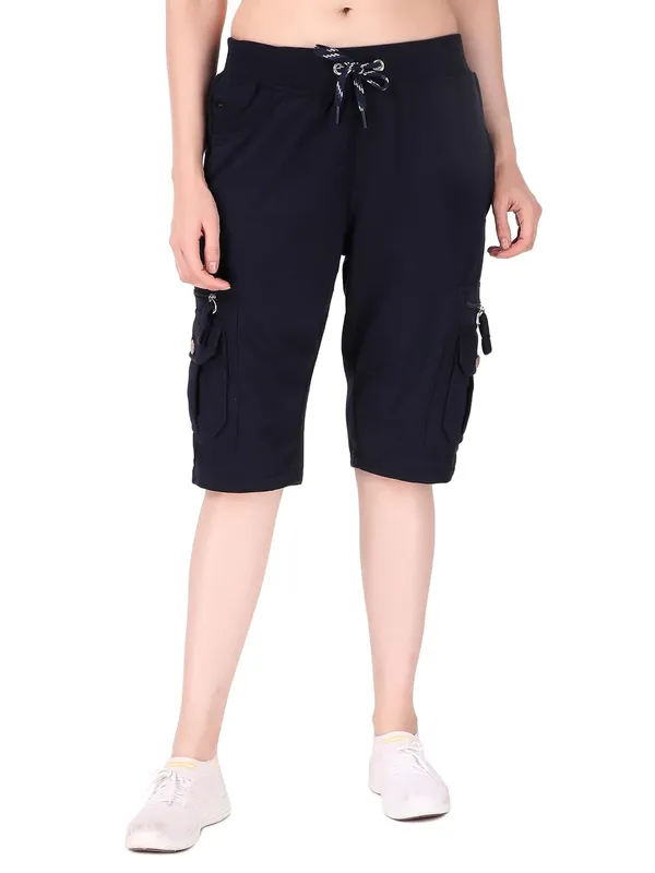 Navy_Cargo_Capri_Shorts_With_9_Zippered_Pockets_For_Women_&_Girls