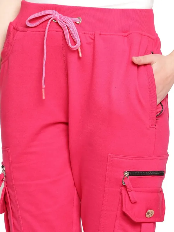 Pink_Cargo_Capri_Shorts_With_9_Zippered_Pockets_For_Women_&_Girls