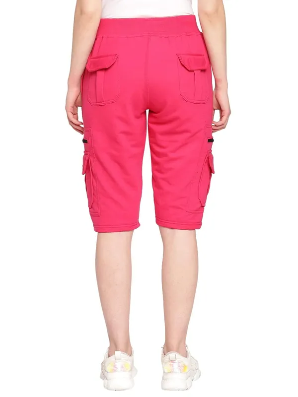 Pink_Cargo_Capri_Shorts_With_9_Zippered_Pockets_For_Women_&_Girls