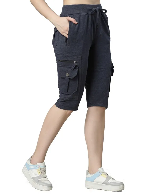 Turquoise_Blue_Cargo_Capri_Shorts_With_9_Pockets_For_Women_&_Girls