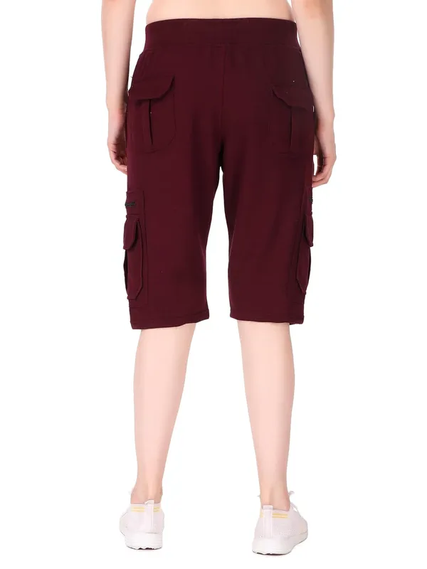 Wine_Cargo_Capri_Shorts_With_9_Zippered_Pockets_For_Women_&_Girls