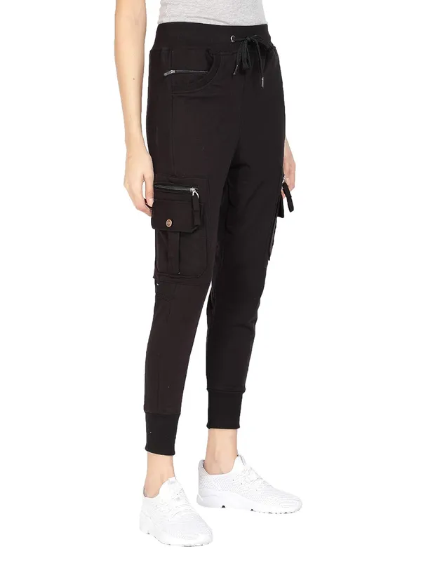 Black_Cotton_Slim_Fit_Cargo_Joggers_Track_Pants_With_4_Zippered_Pockets_For_Women_&_Girls
