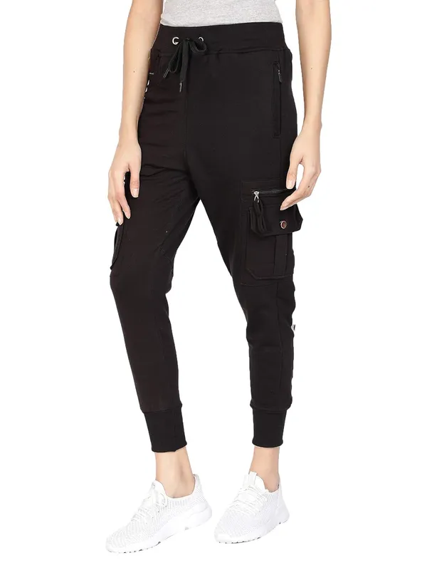 Black_Cotton_Slim_Fit_Cargo_Joggers_Track_Pants_With_4_Zippered_Pockets_For_Women_&_Girls