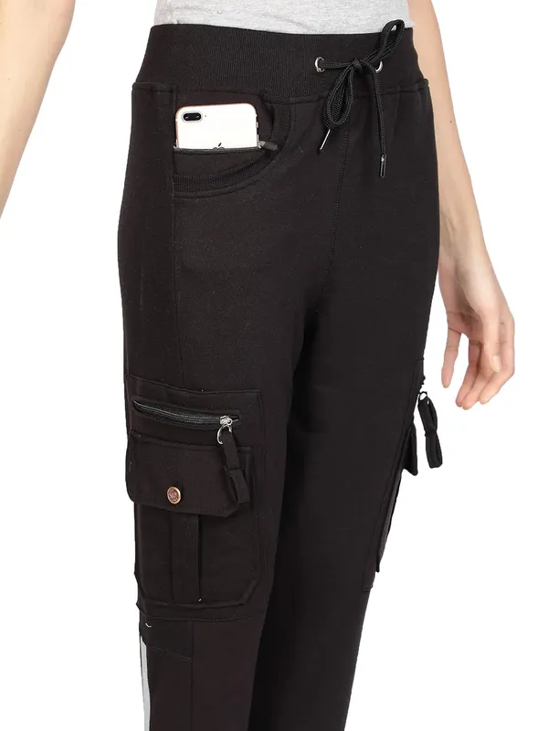 Black_Cotton_Slim_Fit_Cargo_Joggers_Track_Pants_With_4_Zippered_Pockets_For_Women_&_Girls