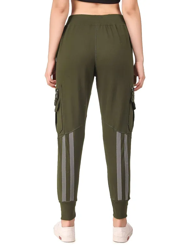 Military_Green_Cotton_Slim_Fit_Cargo_Joggers_Track_Pants_With_4_Zippered_Pockets_For_Women_&_Girls