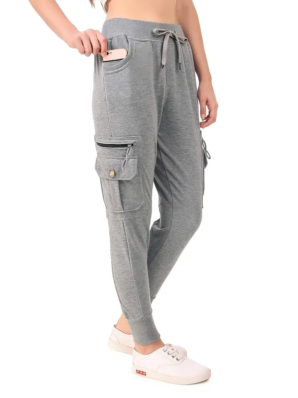 Light_Melange_Cotton_Slim_Fit_Cargo_Joggers_Track_Pants_With_4_Zippered_Pockets_For_Women_&_Girls