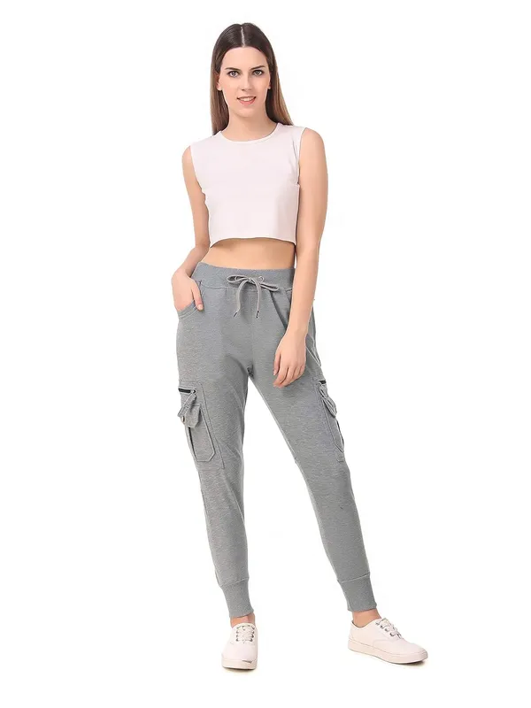 Light_Melange_Cotton_Slim_Fit_Cargo_Joggers_Track_Pants_With_4_Zippered_Pockets_For_Women_&_Girls