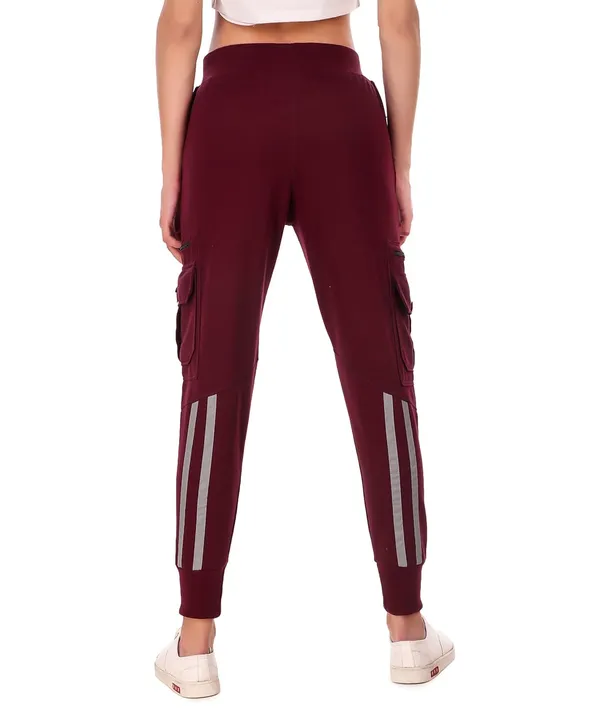 Wine_Cotton_Slim_Fit_Cargo_Joggers_Track_Pants_With_4_Zippered_Pockets_For_Women_&_Girls