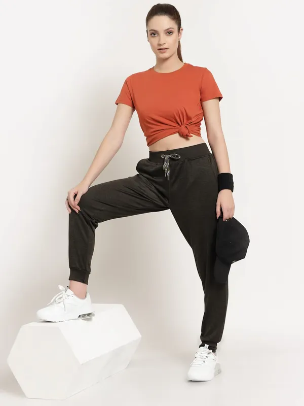 Military_Green_Slim_Fit_Polyester_Track_Pants_For_Women_&_Girls