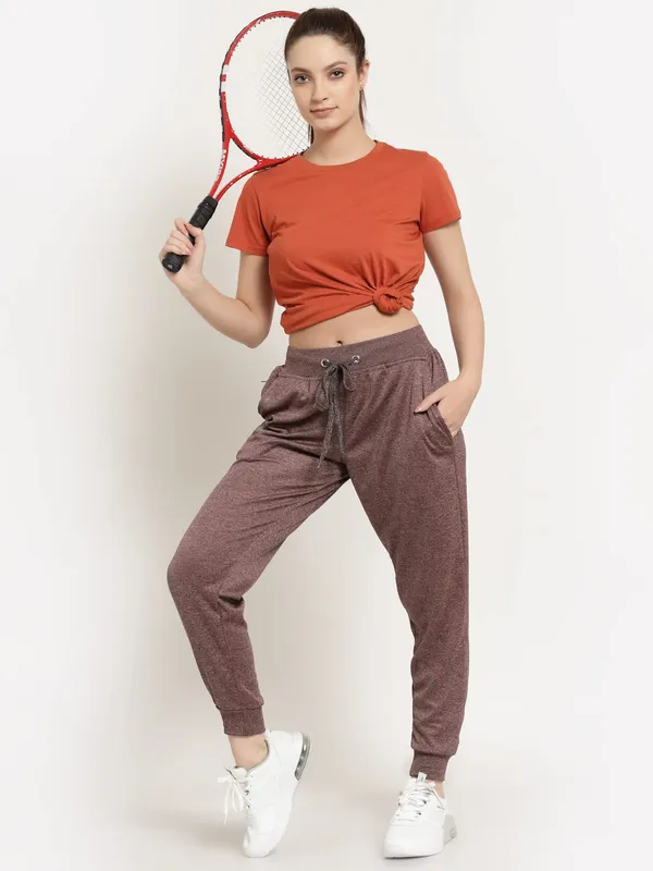 Port_Red_Slim_Fit_Polyester_Track_Pants_For_Women_&_Girls