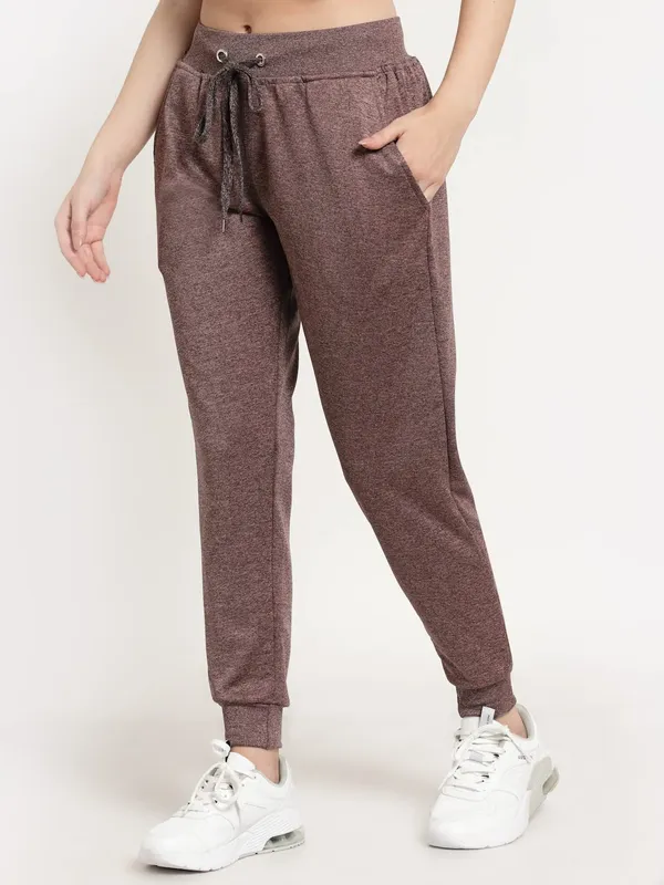 Port_Red_Slim_Fit_Polyester_Track_Pants_For_Women_&_Girls