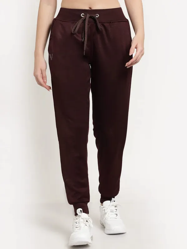 Wine_Slim_Fit_Polyester_Track_Pants_For_Women_&_Girls