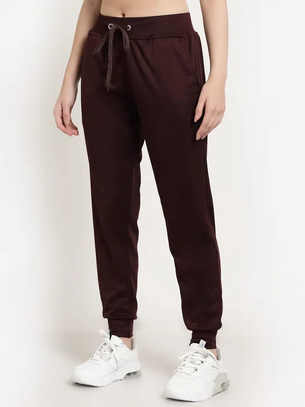 Wine_Slim_Fit_Polyester_Track_Pants_For_Women_&_Girls