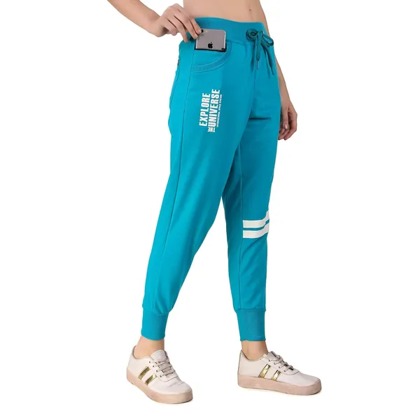 Turquoise_Blue_Cotton_Slim_Fit_Joggers_Track_Pants_With_2_Zippered_Pockets_For_Women_&_Girls