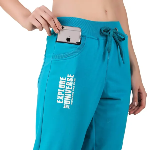 Turquoise_Blue_Cotton_Slim_Fit_Joggers_Track_Pants_With_2_Zippered_Pockets_For_Women_&_Girls