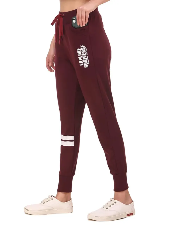 Wine_Cotton_Slim_Fit_Joggers_Track_Pants_With_2_Zippered_Pockets_For_Women_&_Girls