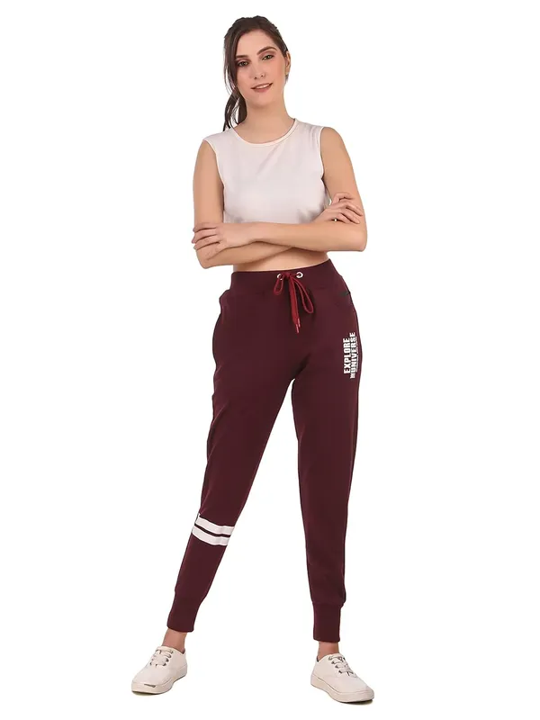 Wine_Cotton_Slim_Fit_Joggers_Track_Pants_With_2_Zippered_Pockets_For_Women_&_Girls