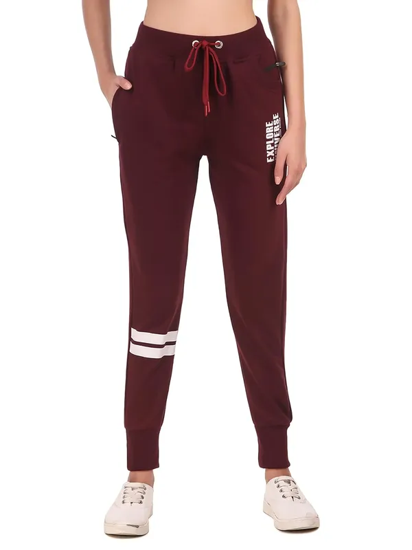 Wine_Cotton_Slim_Fit_Joggers_Track_Pants_With_2_Zippered_Pockets_For_Women_&_Girls