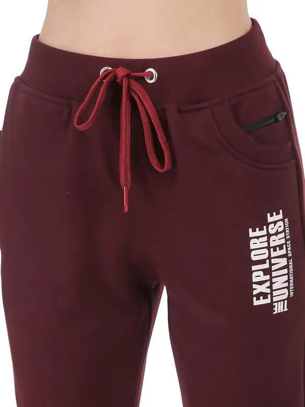 Wine_Cotton_Slim_Fit_Joggers_Track_Pants_With_2_Zippered_Pockets_For_Women_&_Girls