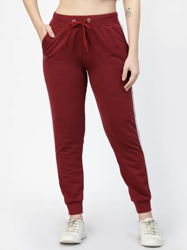 Wine_Stretchable_Slim_Fit_Casual_Joggers_For_Women_&_Girls
