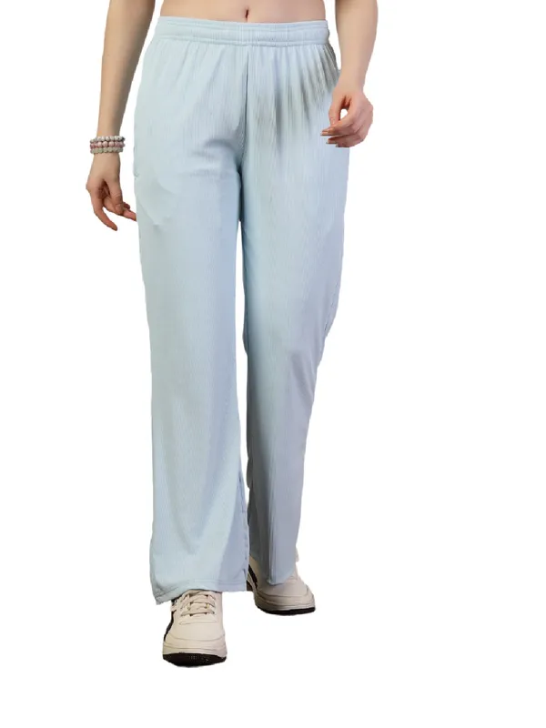Sky_Ribbed_Stretchable_Bell_Bottom_Trouser_With_Elasticated_Drawstring_Waist_&_Side_Pocket_For_Women_&_Girls