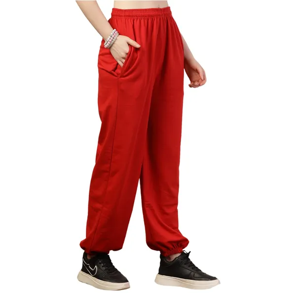 Red_Loose_Baggy_Fit_Joggers_With_Side_Pockets_&_Gripped_Hem_For_Women_&_Girls