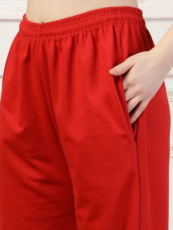 Red_Loose_Baggy_Fit_Joggers_With_Side_Pockets_&_Gripped_Hem_For_Women_&_Girls