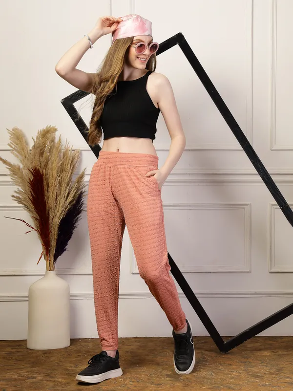 Peach_Puff_Jogger_With_With_Elasticated_Drawstring_Waist_&_Side_Pocket_For_Women_&_Girls