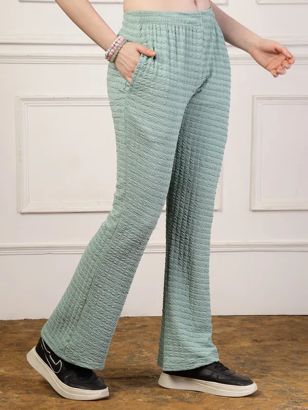 Mint_Green_Flared_Fit_Puff_Bell_Bottom_Trousers_With_Side_Pockets_For_Women_&_Girls