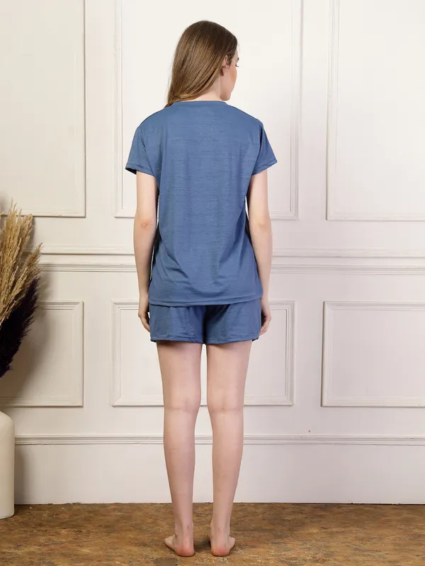 Royal_Blue_Soft_&_Comfy_Top_And_Shorts_Night_Suit_Set_For_Women_&_Girls