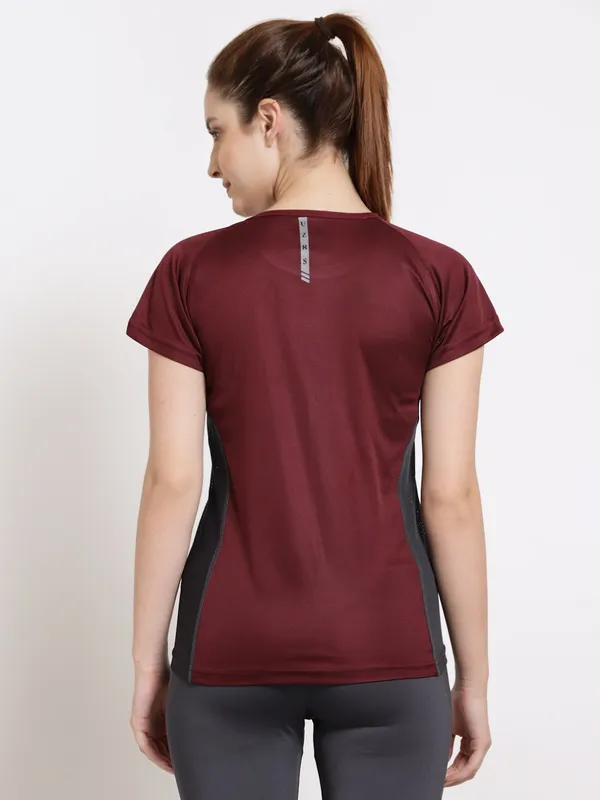 Wine__Roundneck_Polyester_T-Shirt_For_Women