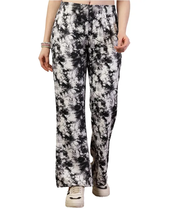 Black_Printed_Bell_&_Bottom_Trousers_With_2_Side_Pockets_For_Women_&_Girls
