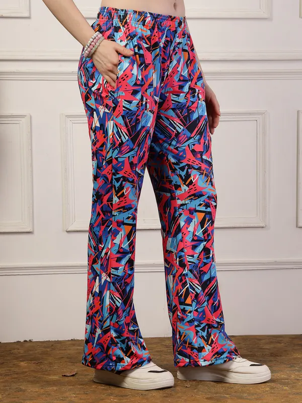 Blue_Printed_Bell_&_Bottom_Trousers_With_2_Side_Pockets_For_Women_&_Girls