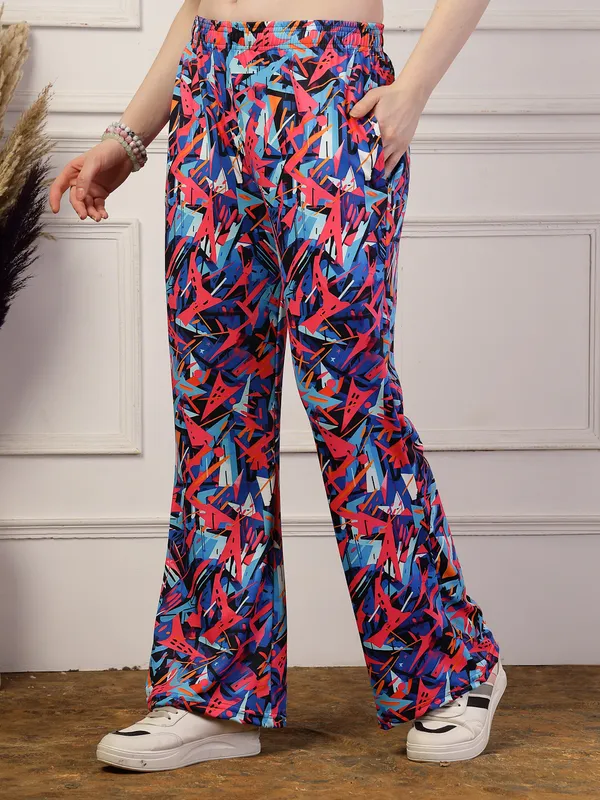 Blue_Printed_Bell_&_Bottom_Trousers_With_2_Side_Pockets_For_Women_&_Girls