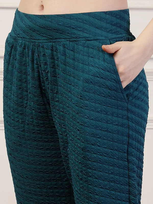 Sea_Green_Puff_Jogger_With_With_Elasticated_Drawstring_Waist_&_Side_Pocket_For_Women_&_Girls