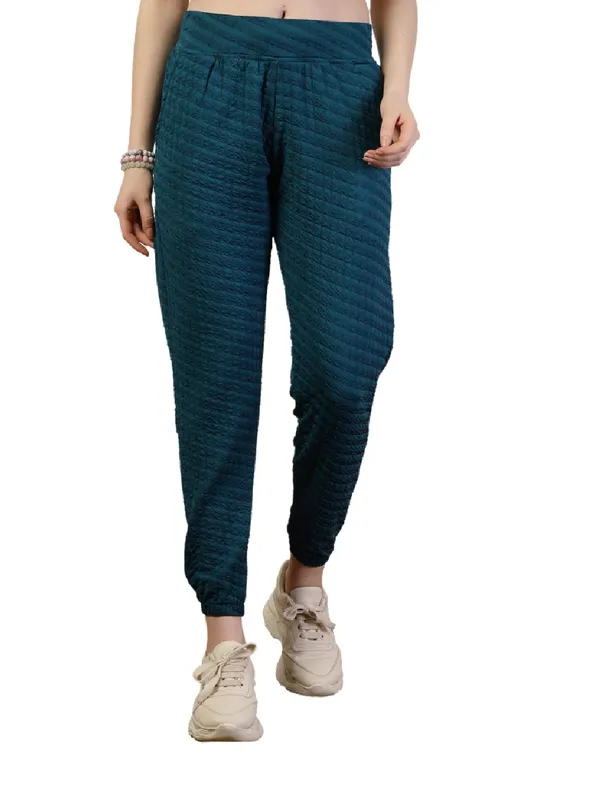 Sea_Green_Puff_Jogger_With_With_Elasticated_Drawstring_Waist_&_Side_Pocket_For_Women_&_Girls
