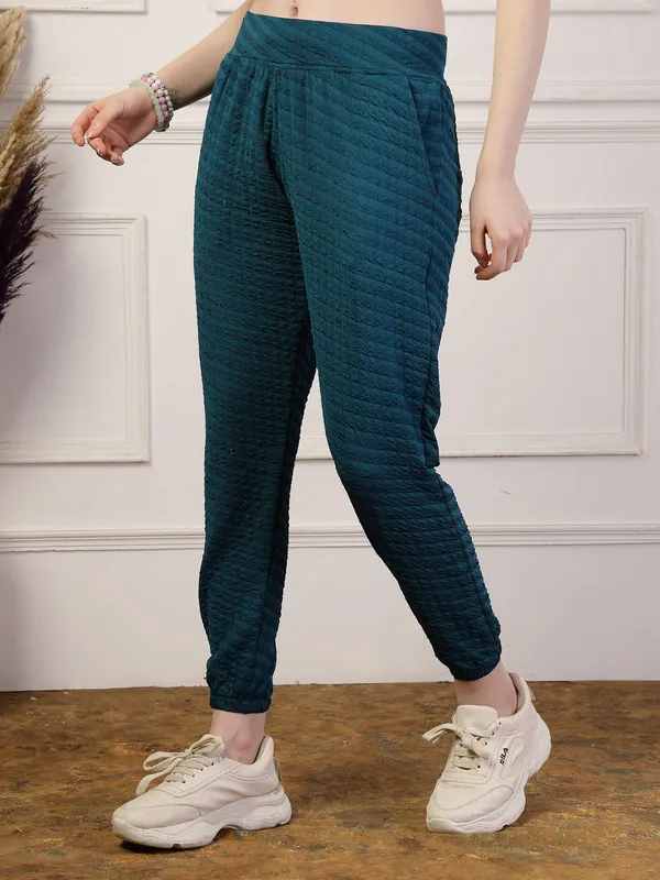 Sea_Green_Puff_Jogger_With_With_Elasticated_Drawstring_Waist_&_Side_Pocket_For_Women_&_Girls