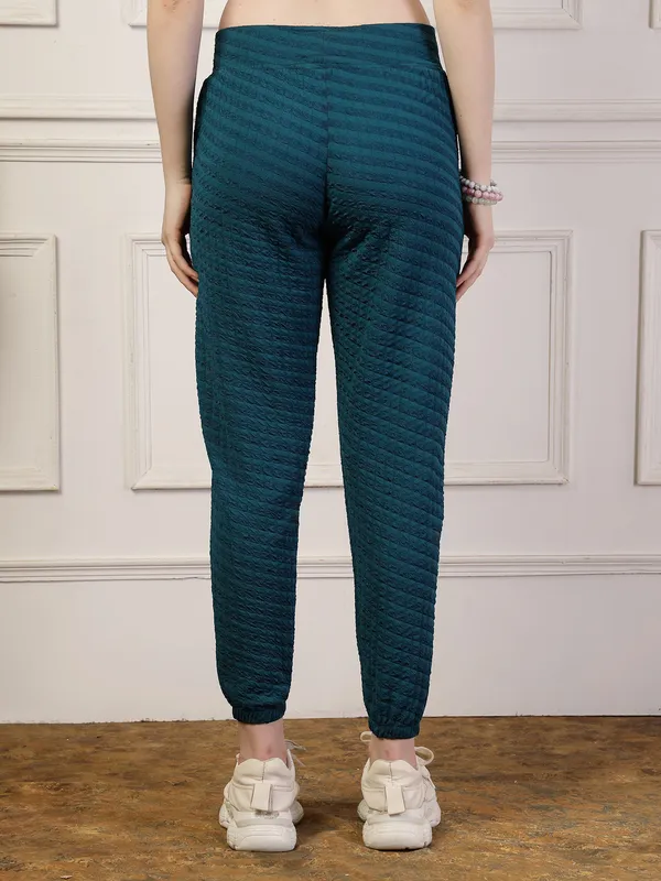 Sea_Green_Puff_Jogger_With_With_Elasticated_Drawstring_Waist_&_Side_Pocket_For_Women_&_Girls