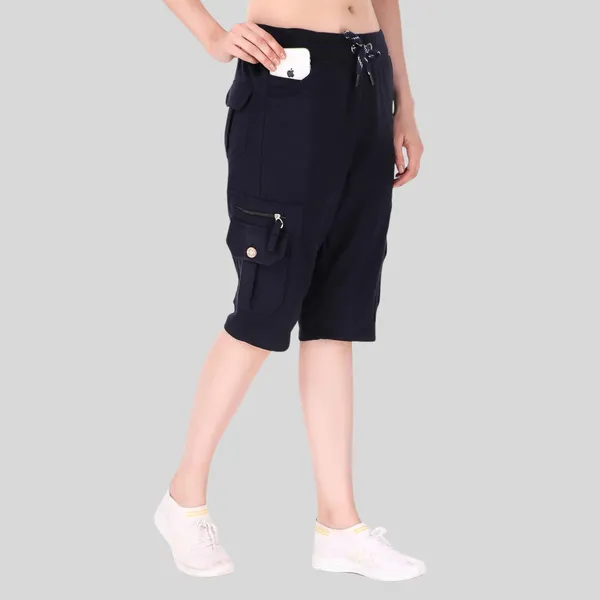 Navy_Cargo_Capri_Shorts_With_9_Zippered_Pockets_For_Women_&_Girls