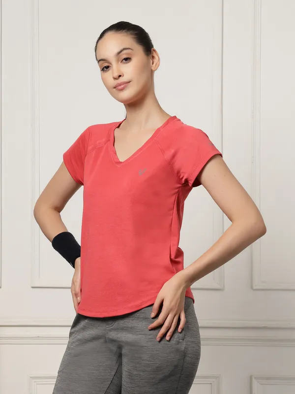 UZARUS_Women's_V-Neck_Regular_Fit_Gym_T-Shirt_|_Soft,_Lightweight_&_Quick-Dry_Fabric_|_Activewear_Top_for_Workout,_Yoga,_Running,_Exercise,_Casual_&_Daily_Wear_|_Breathable_Fitness_T-Shirt_for_Everyday_Comfort