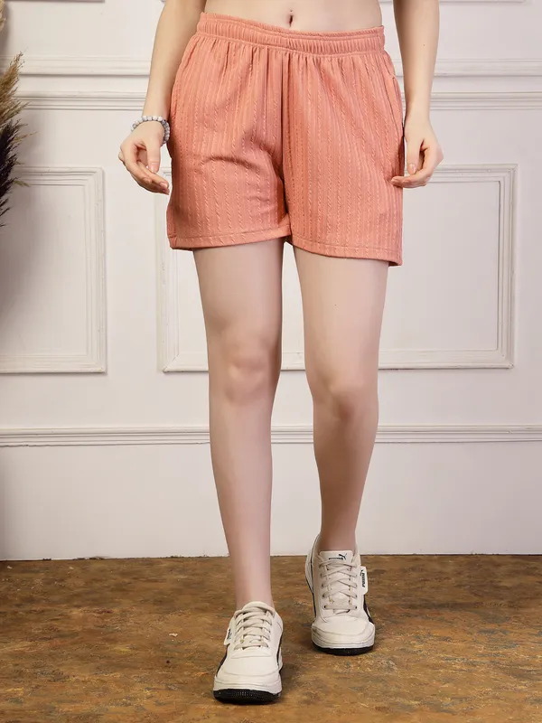 Seagreen_&_Peach_Elastic_Waist_Linen_Relaxed_Fit_Shorts_With_Side_Pockets_For_Women_&_Girls_(Pack_Of_2)